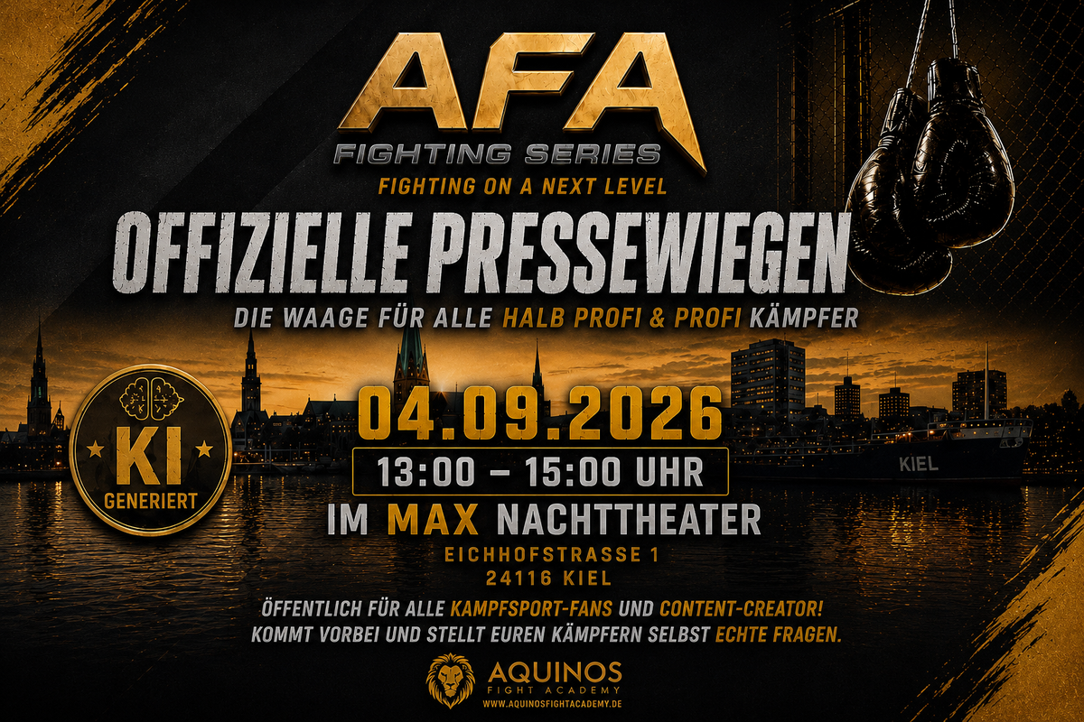 ⚠️ Neue Uhrzeit! AFA Fighting Series Pressewiegen jetzt von 13:00–15:00 Uhr