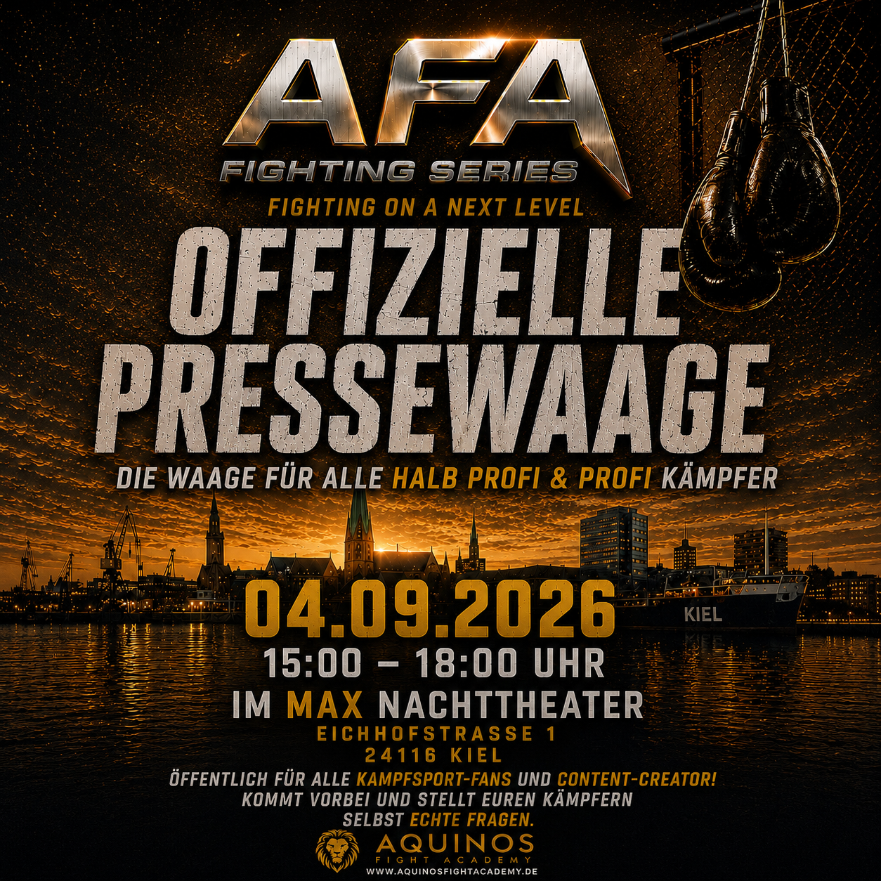 Offizielle Pressewaage Kiel 2026 | AFA Fighting Series | Kämpfer hautnah erleben